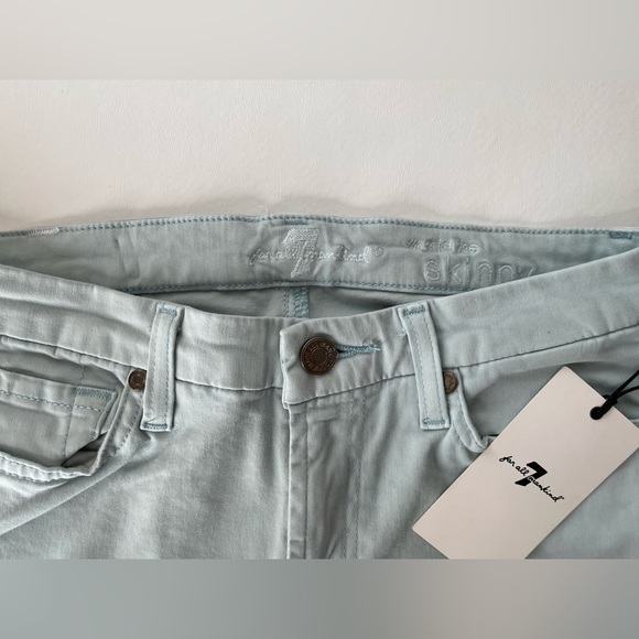NWT Women's 7 For All Mankind. The Mid Rise Skinny Contour Sateen Light Blue - Picture 8 of 10